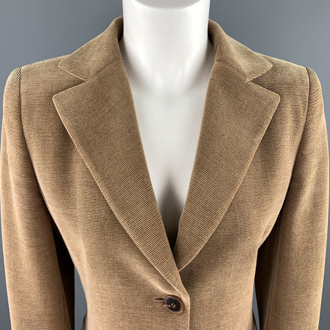 AKRIS Size 8 Tan Wool Blend Corduroy Blazer