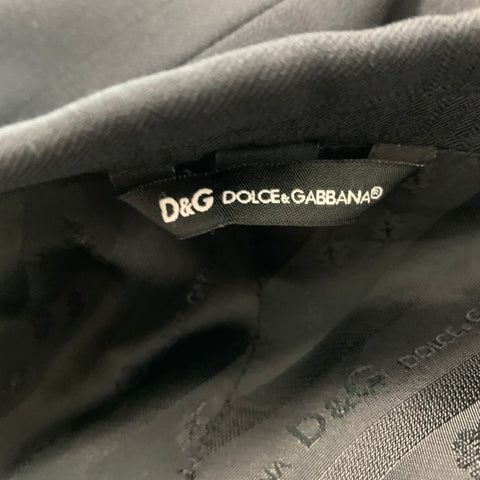 D&G by DOLCE & GABBANA Size 46 Black Window Pane Wool Viscose Blend Suit