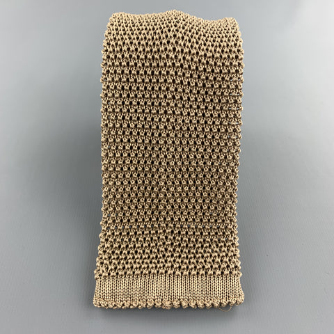 LOCK & CO LONDON Taupe Beige Silk Textured Knit Tie