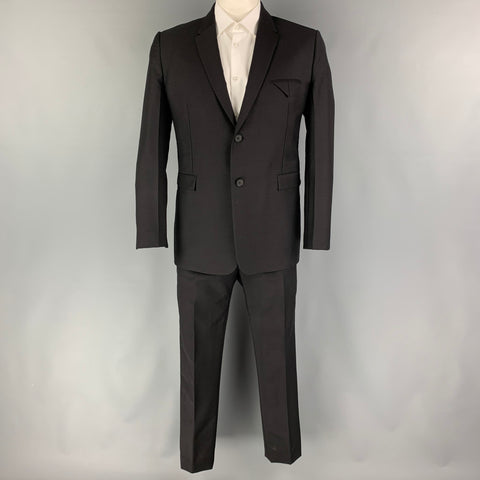 BOTTEGA VENETA Pre-Fall 2019 Size 42 Black Mohair Wool Notch Lapel Suit