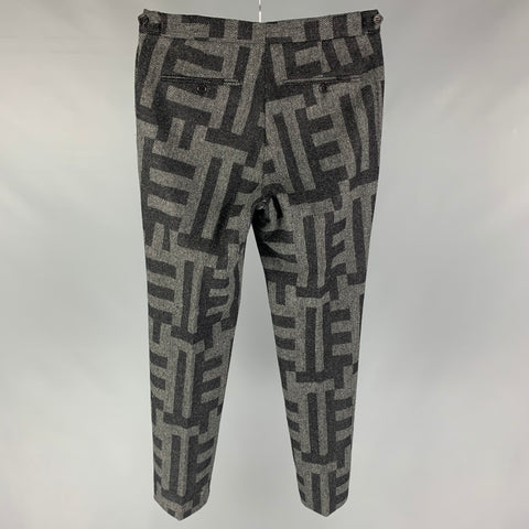E. TAUTZ Size 32 Grey Charcoal Pattern Wool Zip Fly Dress Pants