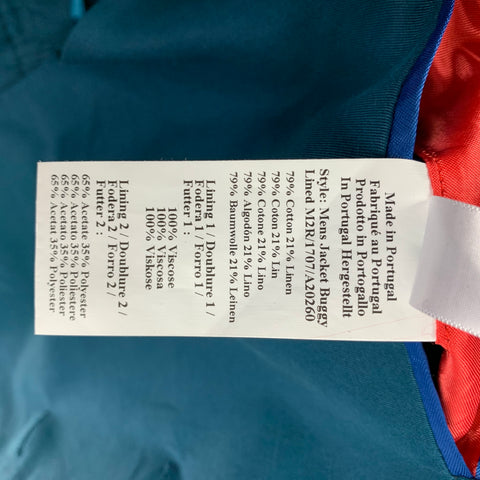 PS by PAUL SMITH Size 36 Teal Cotton Linen Notch Lapel Sport Coat