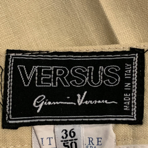 Vintage VERSUS by GIANNI VERSACE Size 36 Cream Linen Medusa Buttons Zip Fly Casual Pants