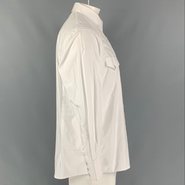 D&amp;G by DOLCE &amp; GABBANA Taille XL Chemise à manches longues en coton uni blanc avec boutons-pression