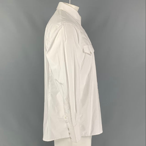 D&amp;G by DOLCE &amp; GABBANA Camisa de manga larga con broches de algodón liso blanco talla XL