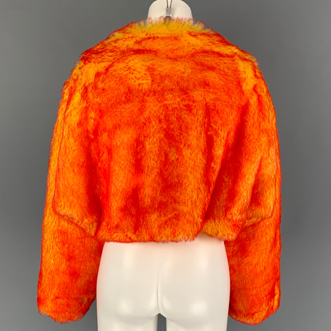 DRIES VAN NOTEN FW 19 Size One Size Orange Yellow Faux Fur Cropped Coat