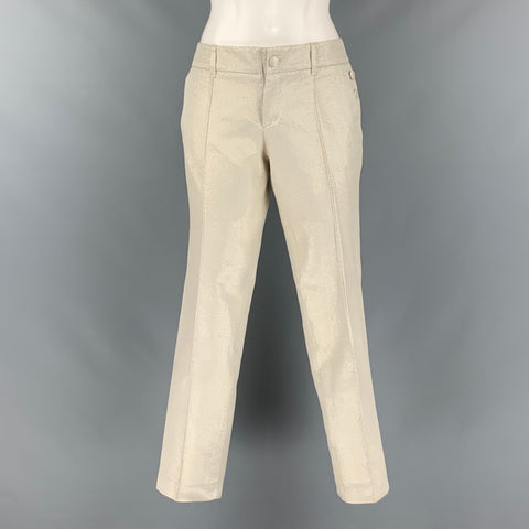 GUCCI Taille 4 Pantalon habillé en soie de coton argenté à dos bas