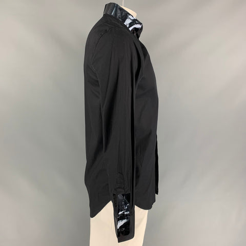 FIFTH AVENUE SHOE REPAIR Size L Black Cotton Button Up Long Sleeve Shirt