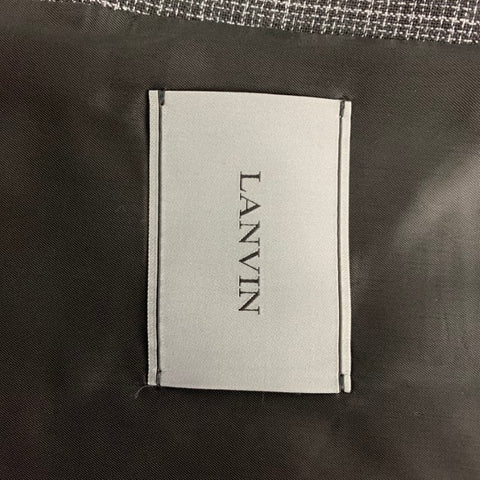 LANVIN Size 38 Navy Grey Plaid Wool Notch Lapel Regular Sport Coat