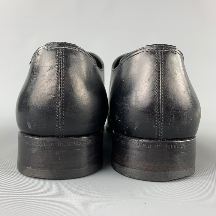 TOM FORD Size 11 Black Leather Split Toe Blucher Lace Up Shoes