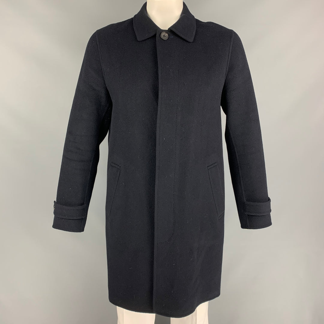 NIUHANS Size L Navy Wool / Cashmere Hidden Placket Coat