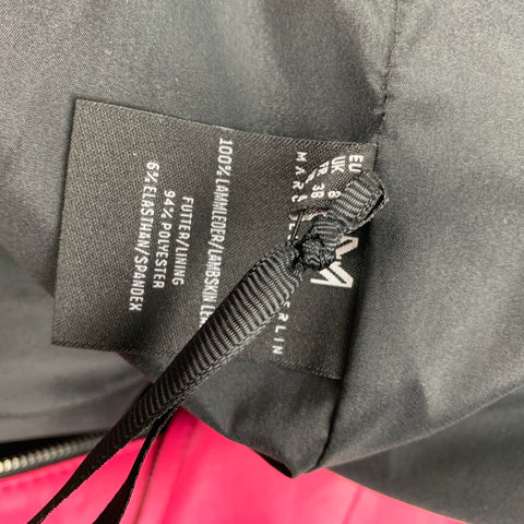 MARCELL VON BERLIN Taille 4 Pantalon fuselé en cuir d'agneau noir rose