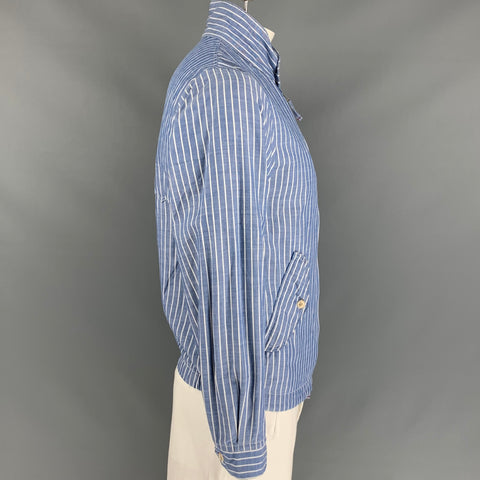 45rpm Size L Blue & White Stripe Cotton Zip Up Jacket