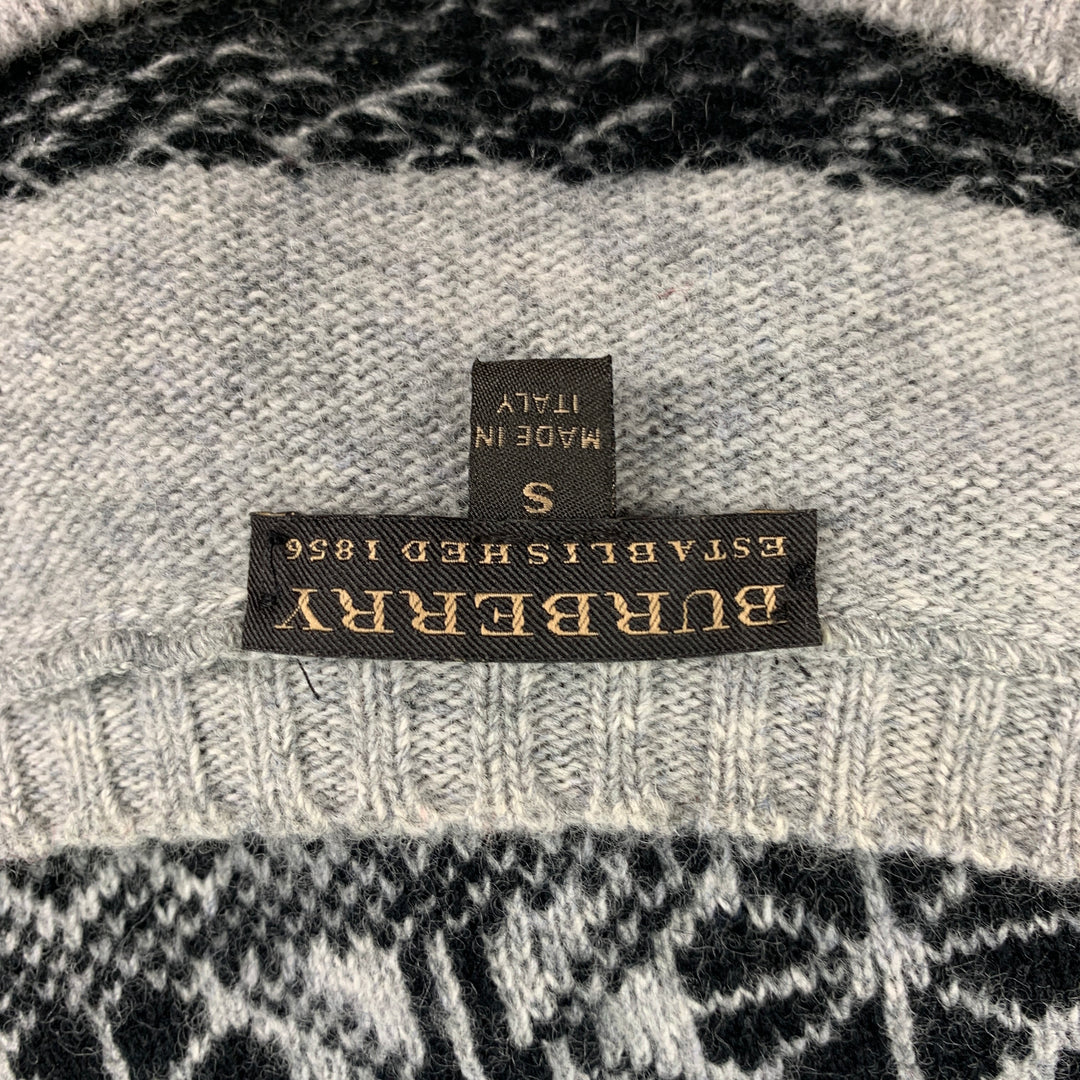 Vintage BURBERRY PRORSUM Size S Gray & Black Fairisle Wool Pullover Sweater