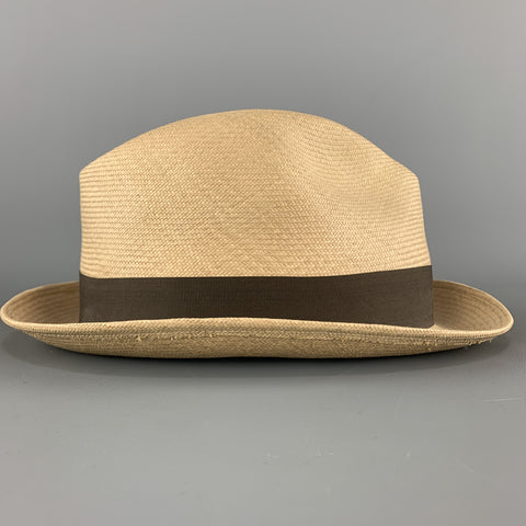 MONTERREY Size 55 Beige Straw Woven Fedora Panama Hat