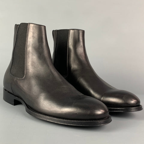 PAUL SMITH Size 8 Black Leather Pull On Chelsea Boots