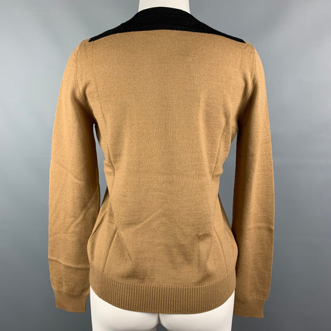 LOVE MOSCHINO Taille 6 Beige Noir Laine / Acrylique Color Block Poches Avant Gold Stars Pull