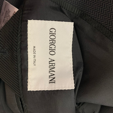 GIORGIO ARMANI Talla 40 Abrigo deportivo con solapa de muesca de lana de lana en espiga negro