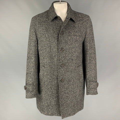 OLIVER SPENCER Size 46 Grey Black Heather Wool Buttoned Coat