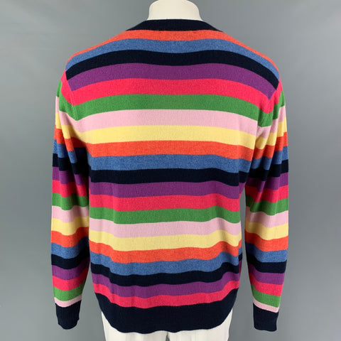 LERET LERET Size L Multi-Color Stripe Cashmere Crew-Neck Sweater