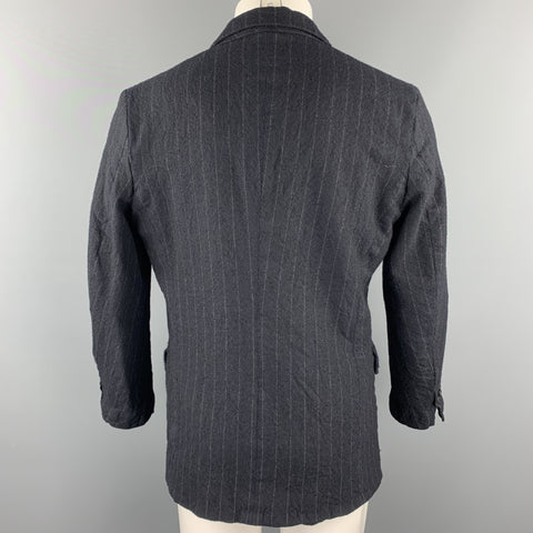 08SIRCUS Size 38 Navy Chalkstripe Wool Notch Lapel Jacket