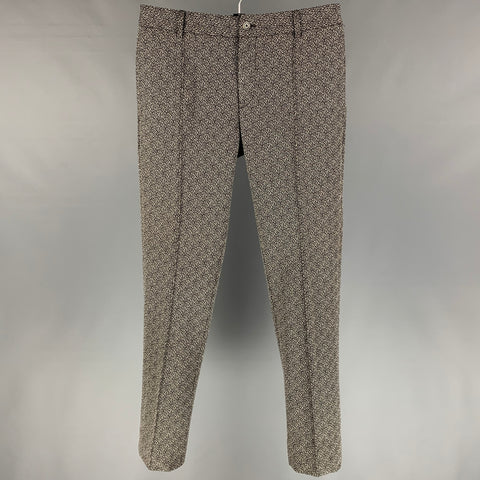 GIORGIO ARMANI Taille 32 Pantalon habillé gris et noir chiné avec braguette zippée