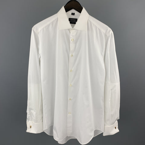 BARNEY'S NEW YORK Size S White Cotton French Cuff Long Sleeve Shirt