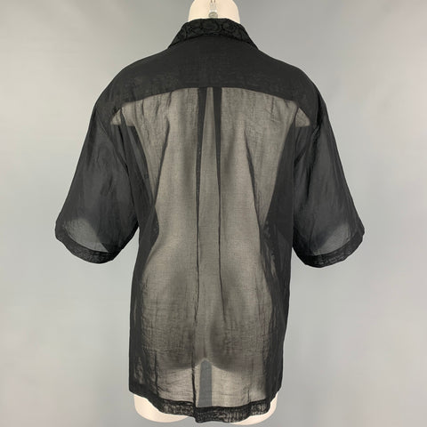 DRIES VAN NOTEN Size S Black Cotton Blend Payettes Short Sleeve Shirt