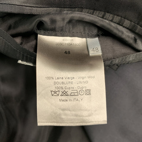 DIOR HOMME Size 38 Black Solid Wool Notch Lapel  Suit