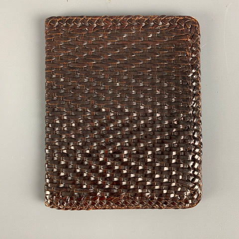 DE VECCHI Brown Woven Leather Portfolio Handbag & Leather Goods