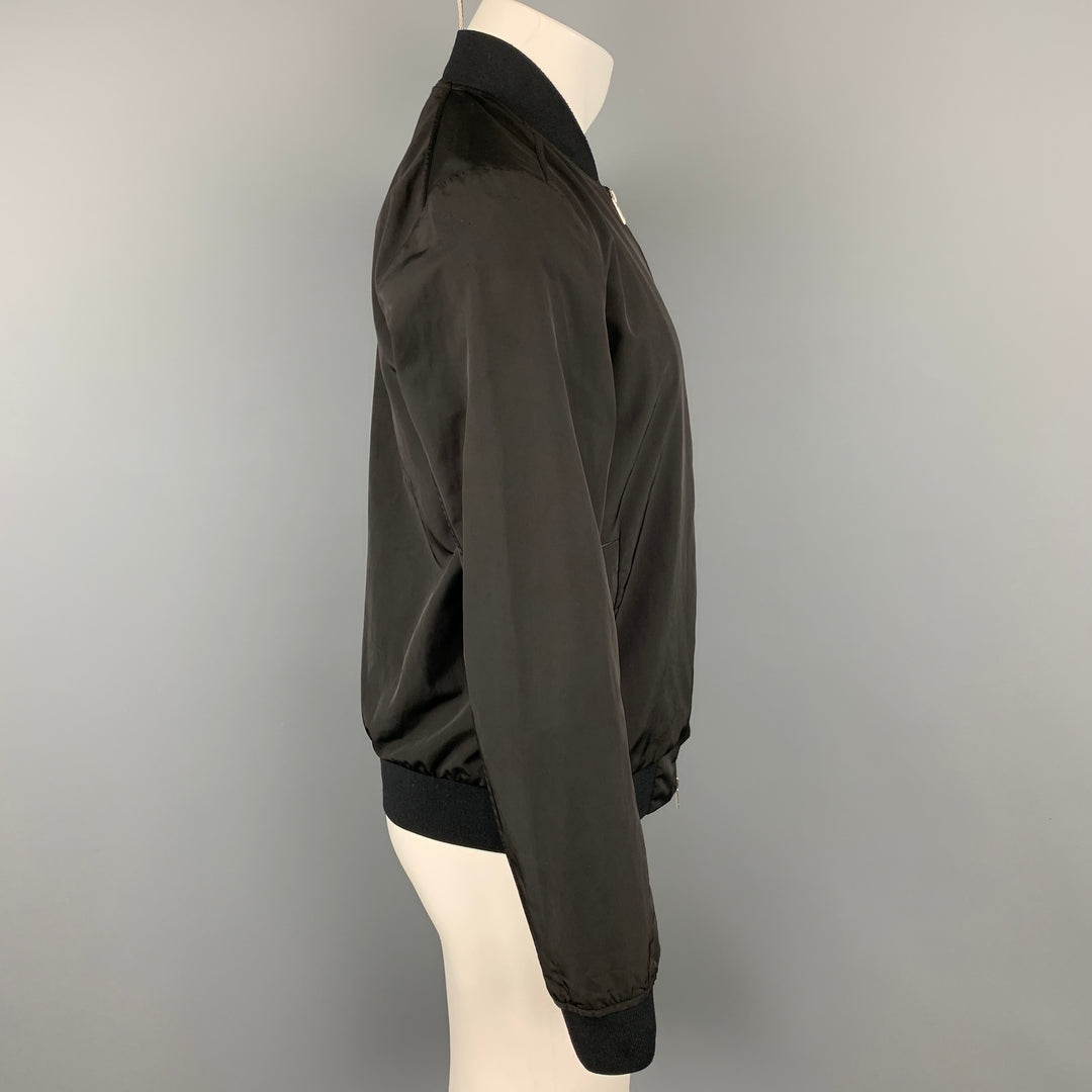 THEORY Brant Williston Size M Black Polyester / Nylon Bomber Jacket