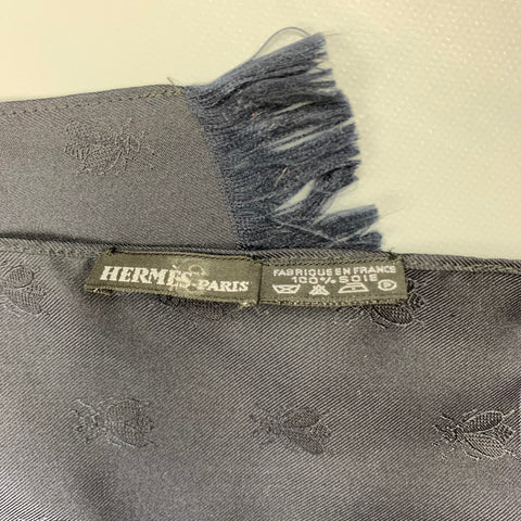 HERMES Black Royal Bee Jacquard Silk Scarf