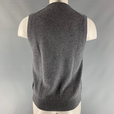 BROOKS BROTHERS Size S Grey Knitted Cashmere V-Neck Vest