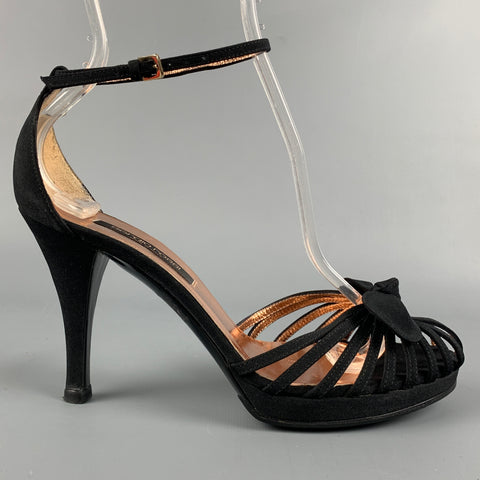 SERGIO ROSSI Talla 5.5 Sandalias con lazo y tiras negras