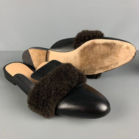 DEAR FRANCES Zapatos planos de piel de oveja de color negro y marrón, talla 8