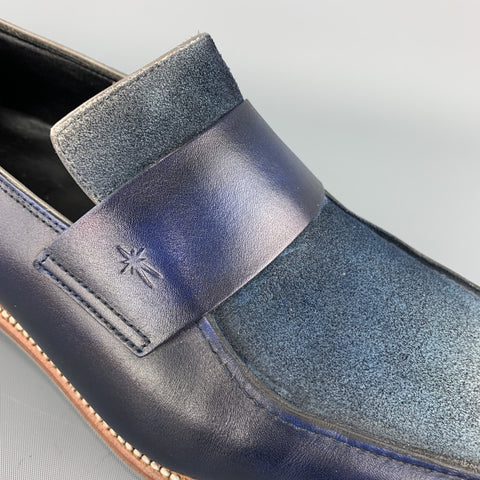 CORTHAY Size 10.5 Blue Ombre Leather Slip On Loafers
