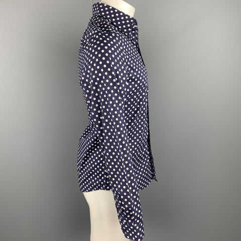 BEN SHERMAN Size S Navy Polka Dot Cotton Button Up Long Sleeve Shirt