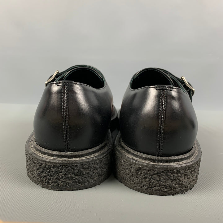 SAINT LAURENT Size 12 Black Red & Gold Mixed Materials Leather Loafers
