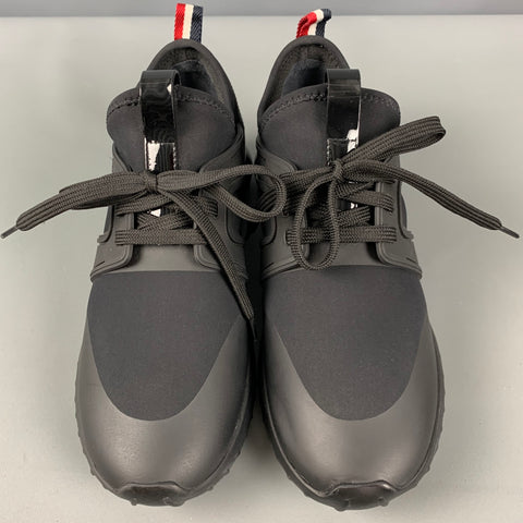 MONCLER Zapatillas sin cordones de charol con materiales mixtos de nailon negro talla 8
