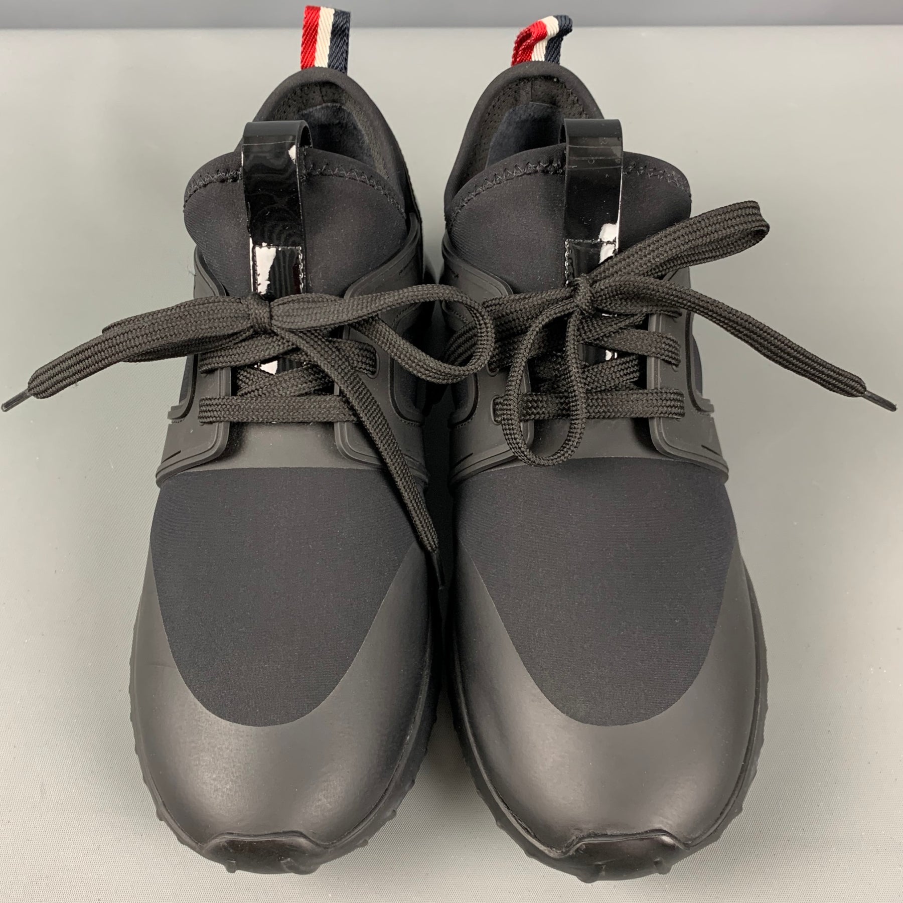 MONCLER Size 8 Black Nylon Mixed Materials Patent Leather