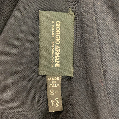 GIORGIO ARMANI Size 34 Navy Viscose Button Down Long Sleeve Shirt