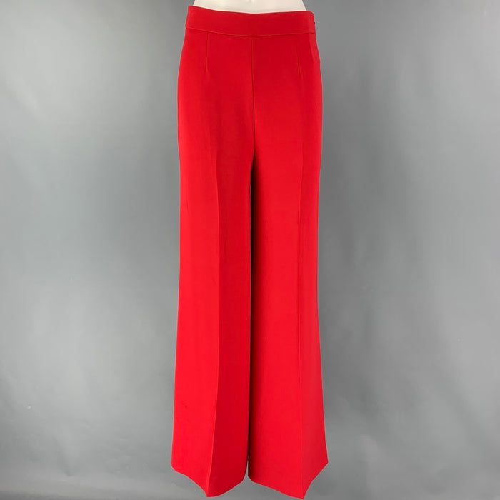 CAROLINA HERRERA Size 4 Red Polyester Wide Leg Dress Pants