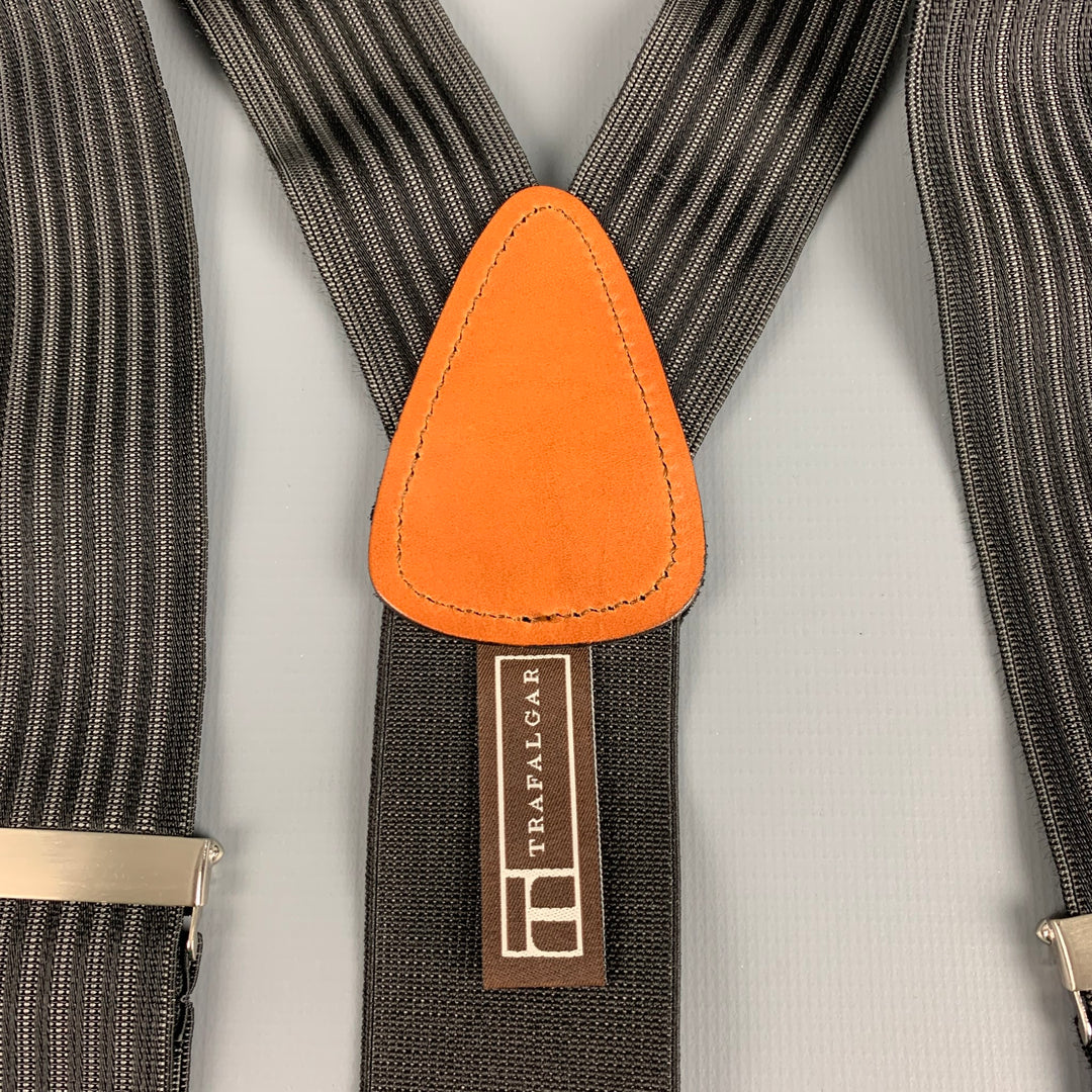 TRAFALGAR Black Grey Stripe Suspenders