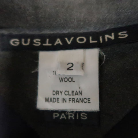 GUSTAVOLINS M Black Solid Wool  Notch Lapel Jacket