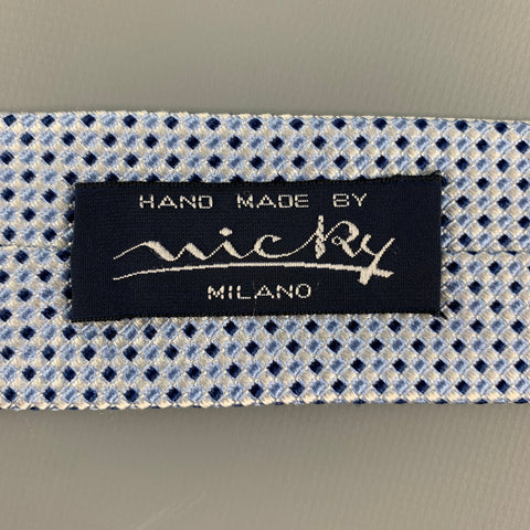 MICKY Light Blue Squares Silk Tie