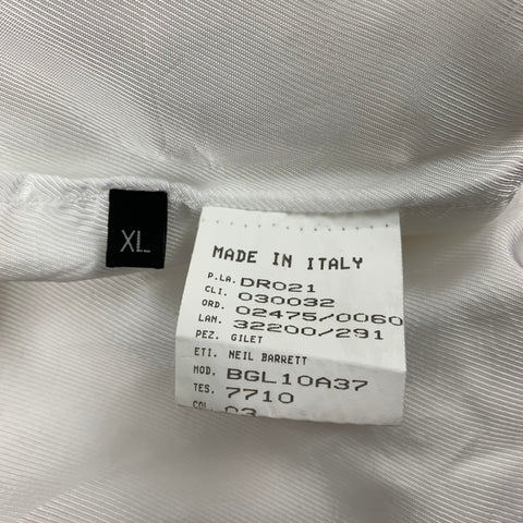 NEIL BARRETT Size XL White Cotton / Linen Buttoned Vest
