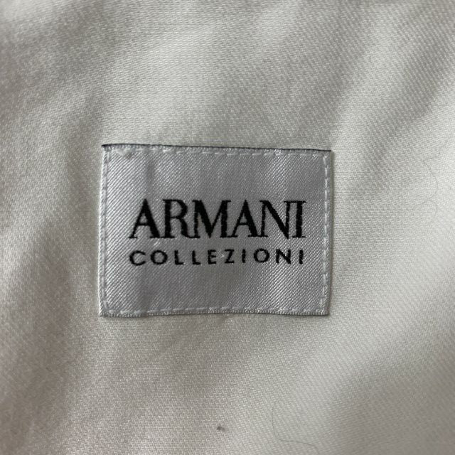 ARMANI COLLEZIONI Size XXL Solid White Grey Cotton Button Up Long Sleeve Shirt