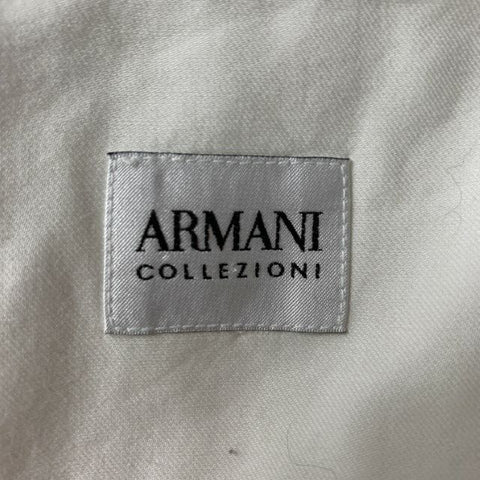 ARMANI COLLEZIONI Size XXL Solid White Grey Cotton Button Up Long Sleeve Shirt