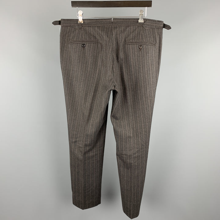 PRINGLE of SCOTLAND Size 36 Charcoal Stripe Wool Button Fly Dress Pants