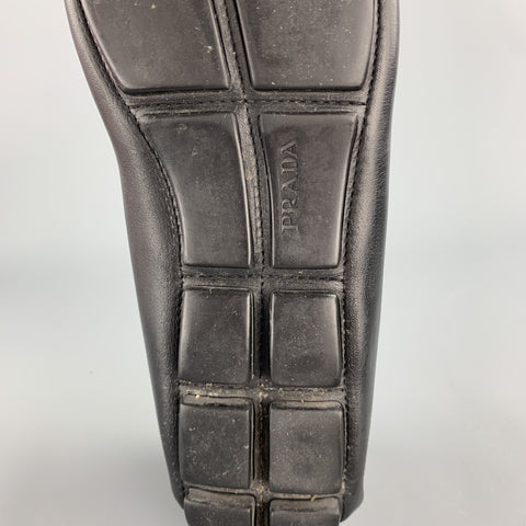 PRADA Size 8.5 Black Leather Drivers Loafers